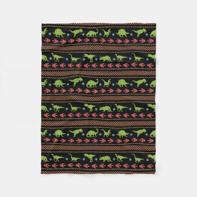Cobertor De Velo Ilha justa bordada malha dos dinossauros do Natal (Frente)