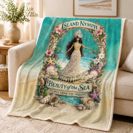 Cobertor De Velo Ilha Ninfa Arte Fantasia Oceânica Espiritual Tropi