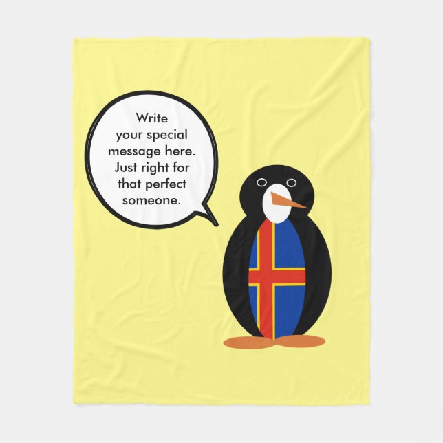 Cobertor De Velo Ilhas Åland Falando Ms Penguin Personalizado  (Frente)