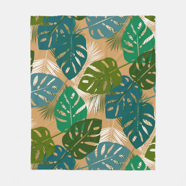 Cobertor De Velo Ilhas Tropicais e Folhas (Frente)
