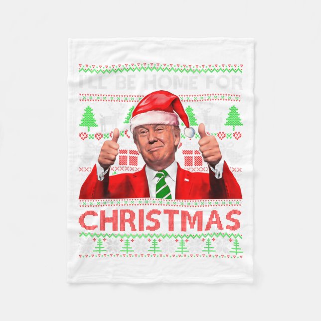 Cobertor De Velo Ill Be Home For Christmas Santa Trump Xmas Pajama  (Frente)