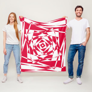 Cobertor De Velo Ilusões de abstrato vermelho-branco
