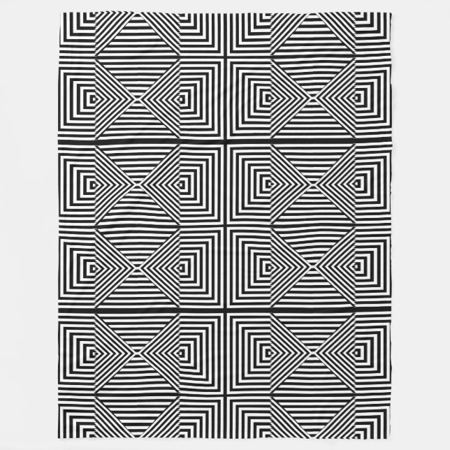 Cobertor De Velo Ilusões Ópticas - Aberto Geométrico Preto e Branco (Frente)