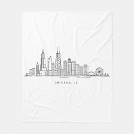 Cobertor De Velo Ilustração da paisagem urbana de Chicago IL