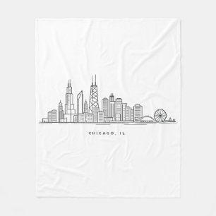 Cobertor De Velo Ilustração da paisagem urbana de Chicago IL