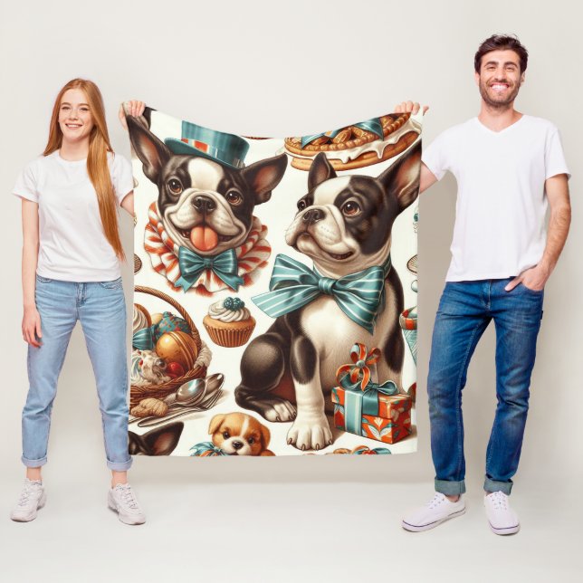 Cobertor De Velo Ilustração da Portadora de Boston Cute (In Situ)