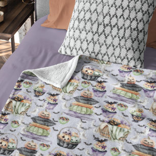 Cobertor De Velo Ilustração de Aquarela de Cozy Halloween