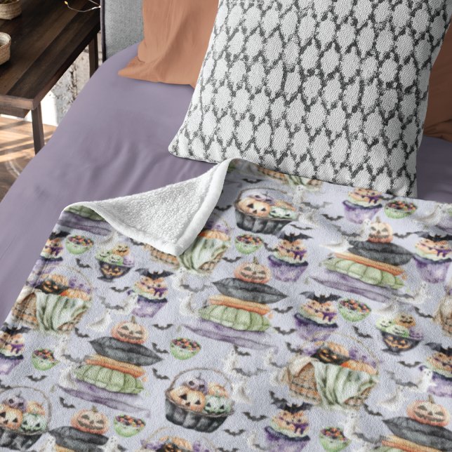 Cobertor De Velo Ilustração de Aquarela de Cozy Halloween (Criador carregado)