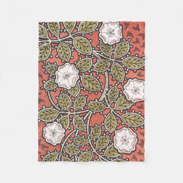 Cobertor De Velo Ilustração de Arte de Rosa Selvagem Flor Vintage (Frente)