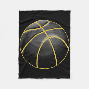 Cobertor De Velo Ilustração de basquete Black Dourado Ball Design S