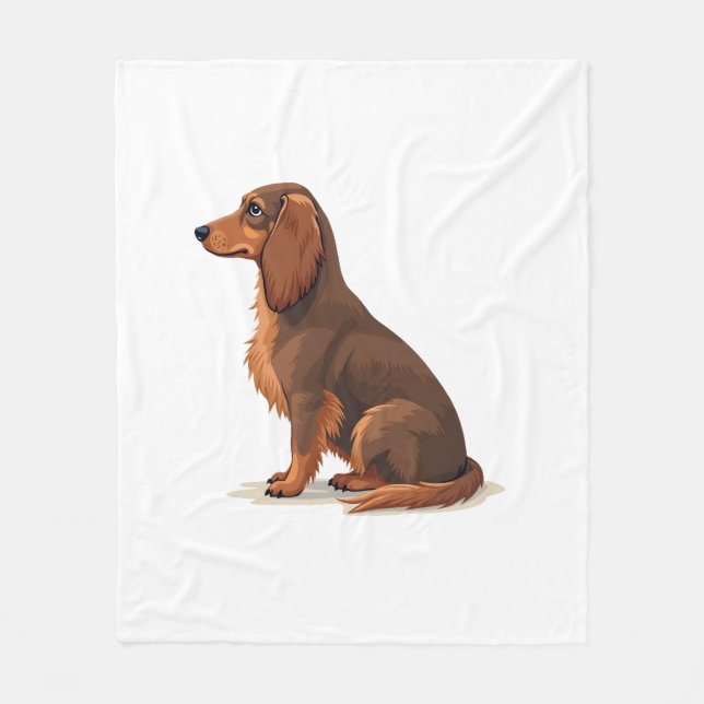 Cobertor De Velo Ilustração de cachorro Dachshund de pelo longo vin (Frente)