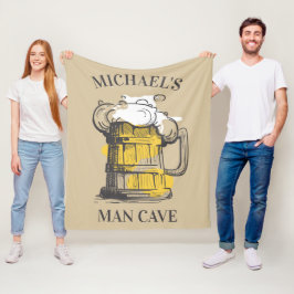 Cobertor De Velo Ilustração de cerveja com texto personalizado