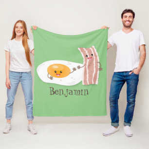 Cobertor De Velo Ilustração de desenho animado de bacon e ovo caw