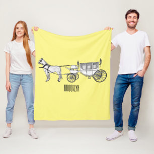Cobertor De Velo Ilustração de desenho animado de carruagem e caval