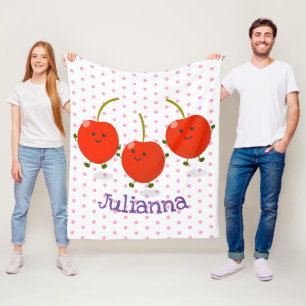 Cobertor De Velo Ilustração de desenho animado de cerejas vermelh