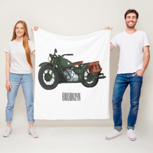 Cobertor De Velo Ilustração de desenho animado de motocicleta milit