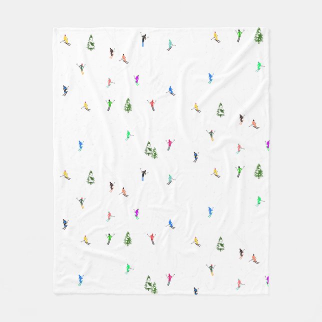 Cobertor De Velo Ilustração de esquiadores alpinos de férias (Frente)