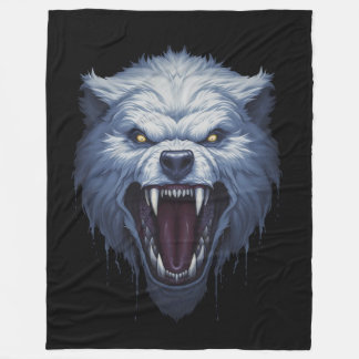 Cobertor De Velo Ilustração de Fantasia Sombria da Cabeça de Lobo B