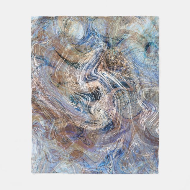Cobertor De Velo Ilustração de Fluxo de Cinza Azul (Frente)