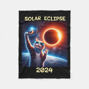Cobertor De Velo Ilustração de Gato com Eclipse Solar
