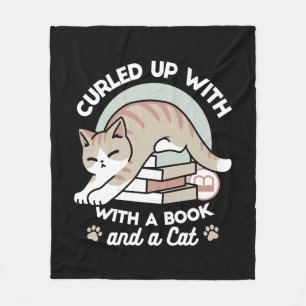Cobertor De Velo Ilustração de Gato do Livro ao Longo - Enrolada e