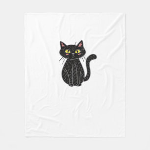 Cobertor De Velo Ilustração de Gato Preto, Doodle Gato Fofo Camiset