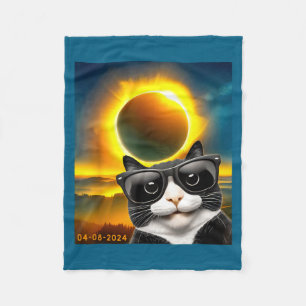 Cobertor De Velo Ilustração de Gato Tuxedo na Totalidade do Eclipse