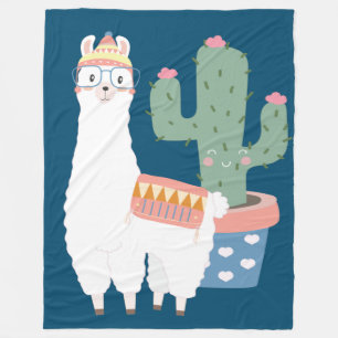 Cobertor De Velo Ilustração de Kawaii Llama e Cactus