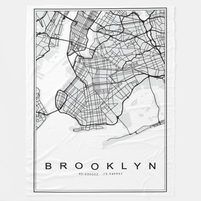 Cobertor De Velo Ilustração de Mapa do Brooklyn (Frente)