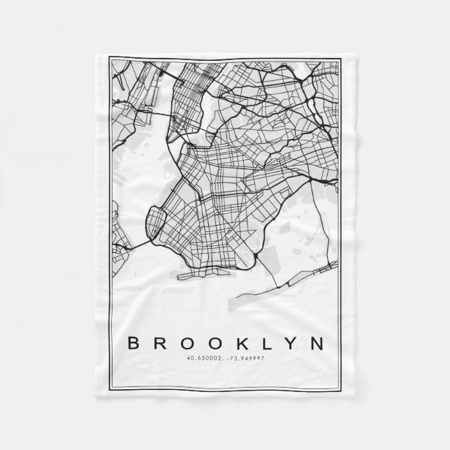 Cobertor De Velo Ilustração de Mapa do Brooklyn (Frente)