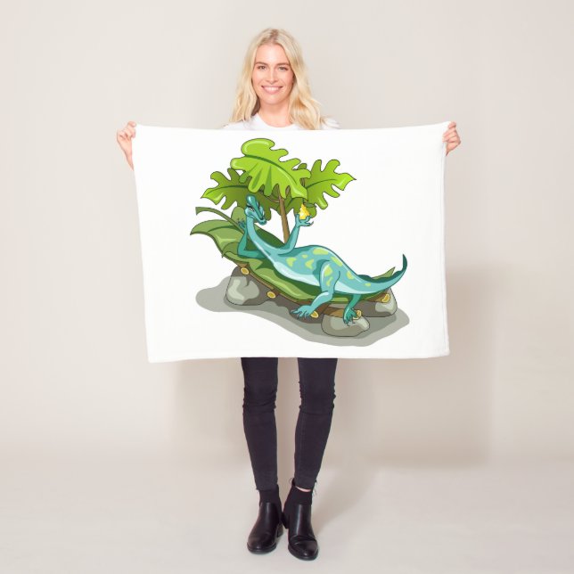 Cobertor De Velo Ilustração De Um Banho De Sol Iguanodon. (In Situ)