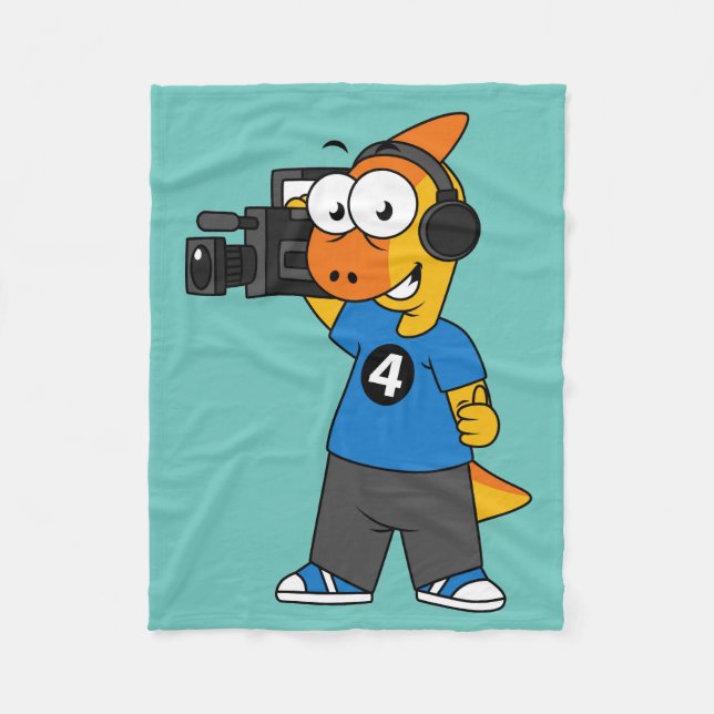 Cobertor De Velo Ilustração De Um Operador De Câmara Parasaurolophu (Frente)