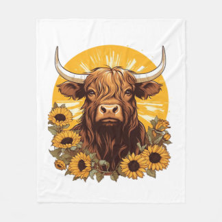 Cobertor De Velo Ilustração de Vaca do Planalto com Castanheiras