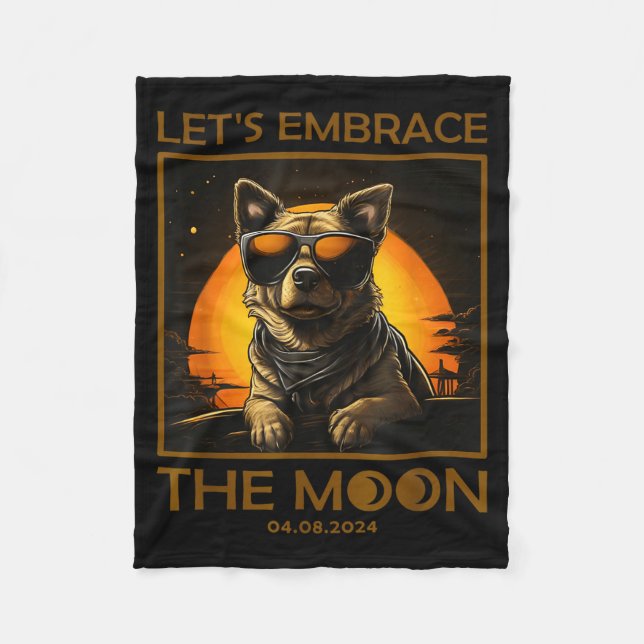 Cobertor De Velo Ilustração do Cachorro Abraçando o Eclipse Solar T (Frente)