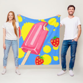 Cobertor De Velo Ilustração do picolé rosa e morangos