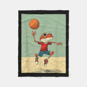 Cobertor De Velo Ilustração engraçada de basquete de animal de sapo