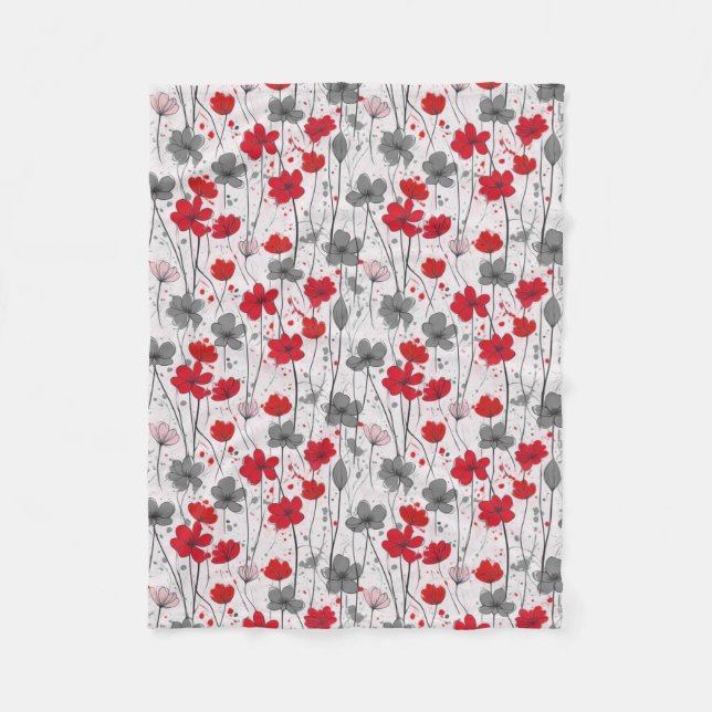 Cobertor De Velo Ilustração floral, flores silvestres abstrato, mod (Frente)