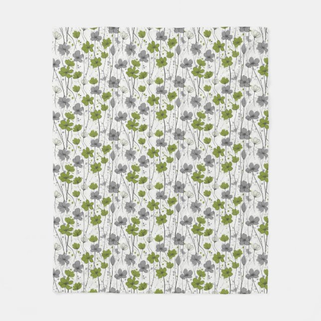 Cobertor De Velo Ilustração floral, flores silvestres abstrato, mod (Frente)