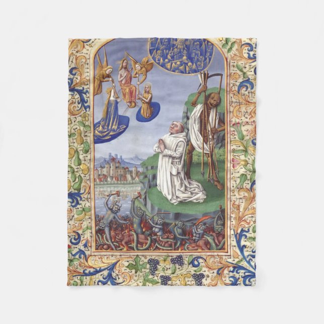 Cobertor De Velo Ilustração Medieval de São Bernardo de Claraval (Frente)
