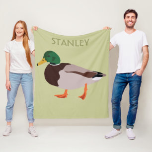 Cobertor De Velo Ilustração Realista de Pato Mallard Personalizada