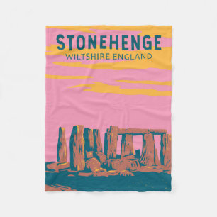 Cobertor De Velo Ilustração Retroativa de Viagem de Arte Stonehenge