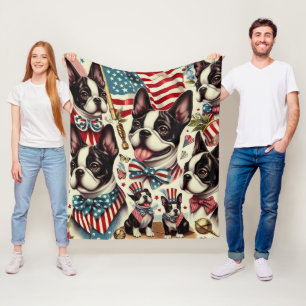 Cobertor De Velo Ilustração Sem Costura de Boston Terrier Vintage