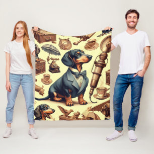 Cobertor De Velo Ilustração Vintage Dachshund
