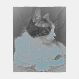 Cobertor De Velo Imagem branca e cinzenta bonito do perfil do gato