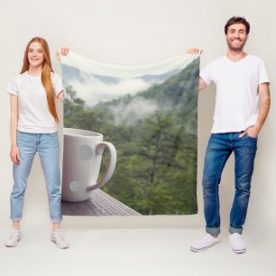 Cobertor De Velo Imagem de caneca de chá com vista para árvores da