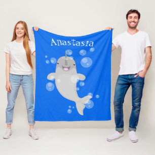 Cobertor De Velo Imagem de desenho animado de bolhas de narvais fel