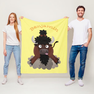 Cobertor De Velo Imagem engraçada de desenho animado de bisonte de