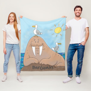 Cobertor De Velo Imagem engraçada de desenhos animados de Walrus