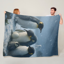 Cobertor De Velo Imperador, família de pinguins e filhote neve árti