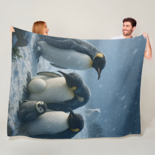 Cobertor De Velo Imperador, família de pinguins e filhote neve árti
